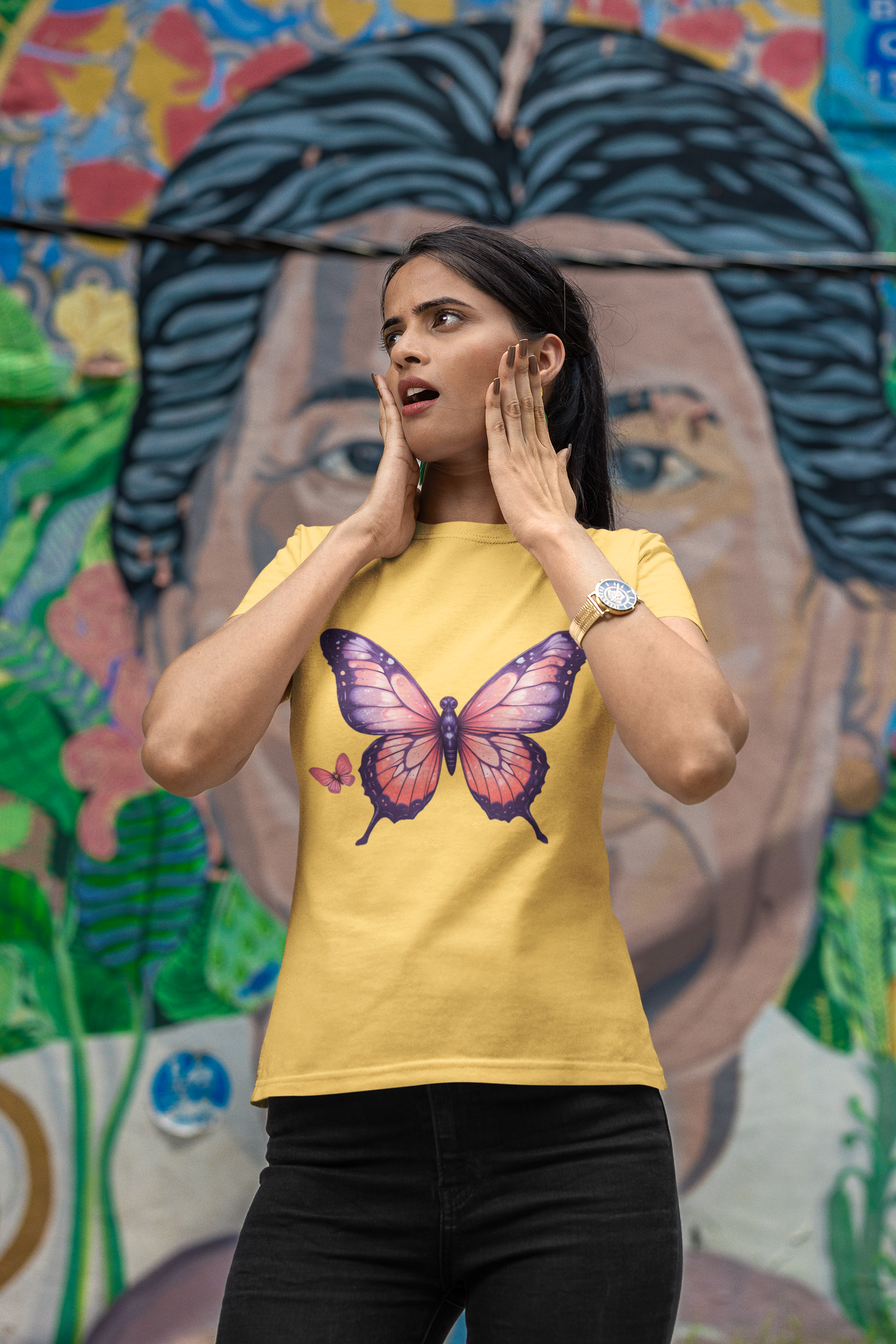 Golden Haze | Women's Soft Classic Crew T-Shirt | Dreamy Cotton Fit with Washed-In Tones