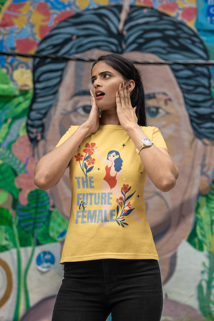 Noir Petal | Women's Minimalist Classic Tee | Everyday Fit with Monochrome Floral Detail