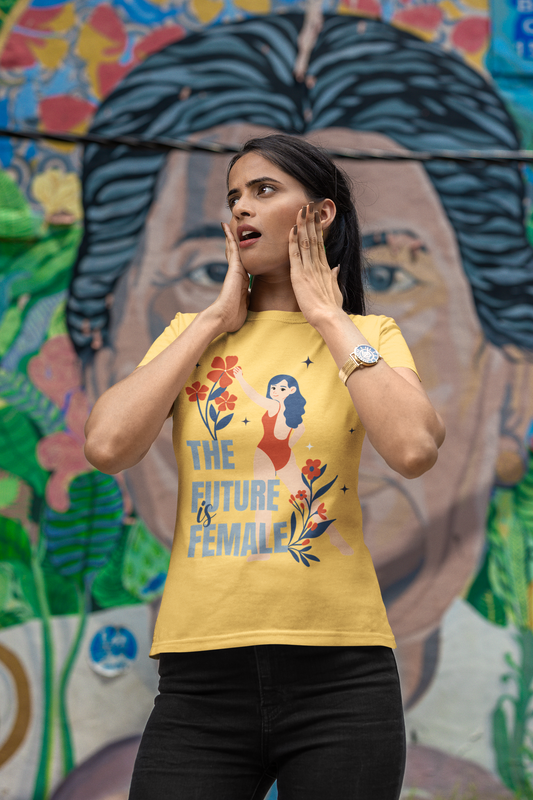 Noir Petal | Women's Minimalist Classic Tee | Everyday Fit with Monochrome Floral Detail