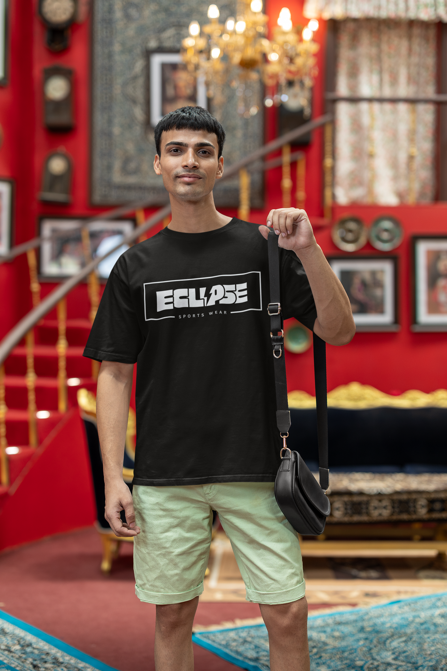 ECLIPSE Oversized Sports Tee | Unisex Streetwear Drop Shoulder | Relaxed Gym Fit