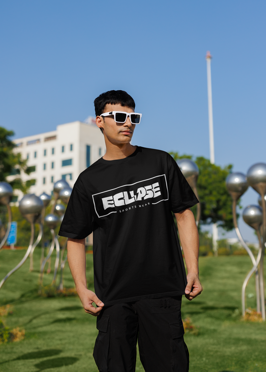 ECLIPSE Oversized Sports Tee | Unisex Streetwear Drop Shoulder | Relaxed Gym Fit