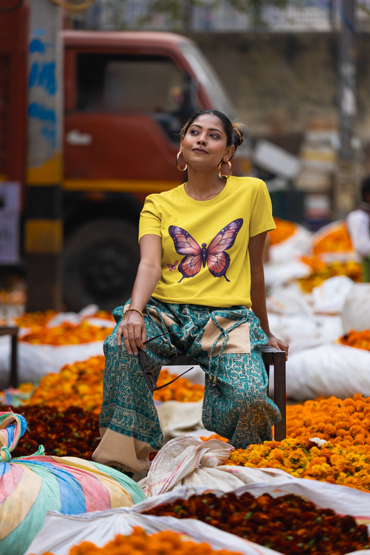 Golden Haze | Women's Soft Classic Crew T-Shirt | Dreamy Cotton Fit with Washed-In Tones