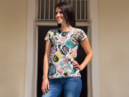 Wild Petal Drift | Women's Artistic Classic T-Shirt | Lightweight Cotton with Vibrant Art-Inspired Designs